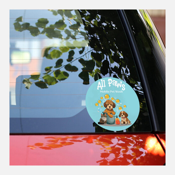 Circle Gloss White Vinyl Bumper Stickers - Image 4