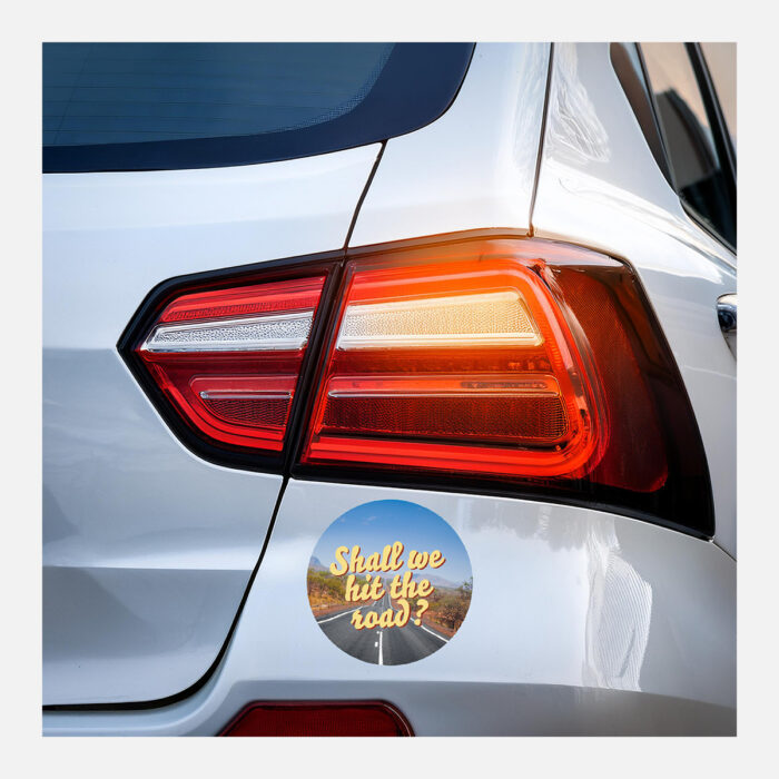 Circle Gloss White Vinyl Bumper Stickers - Image 2