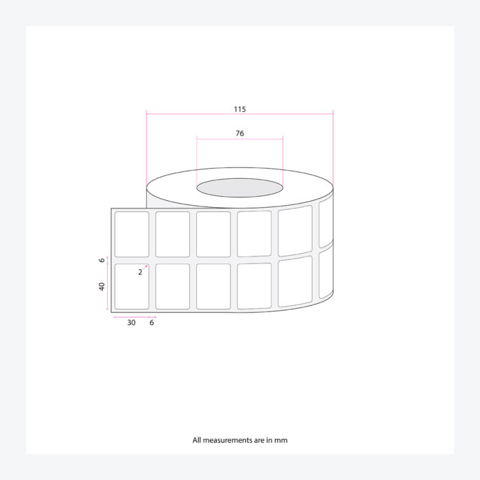 White Synthetic Self-Adhesive Labels 40x30mm - Image 2