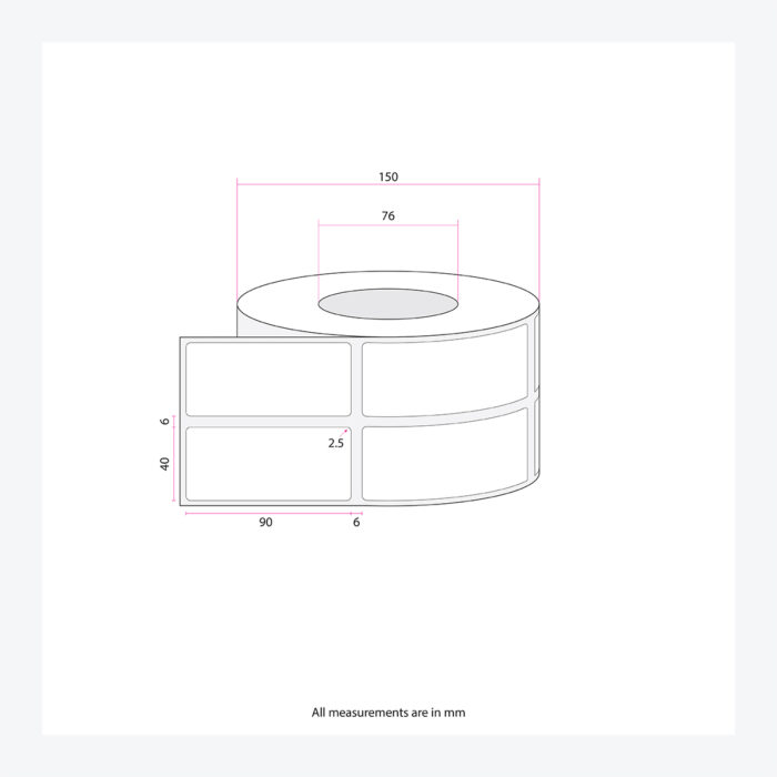 White Synthetic Self-Adhesive Labels 40x90mm - Image 2